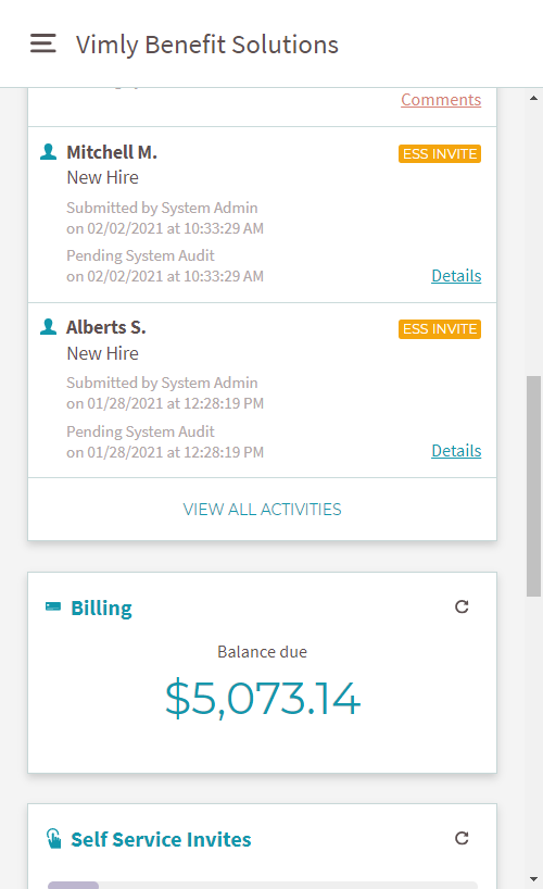 screenshot of Vimly Benefit Solutions